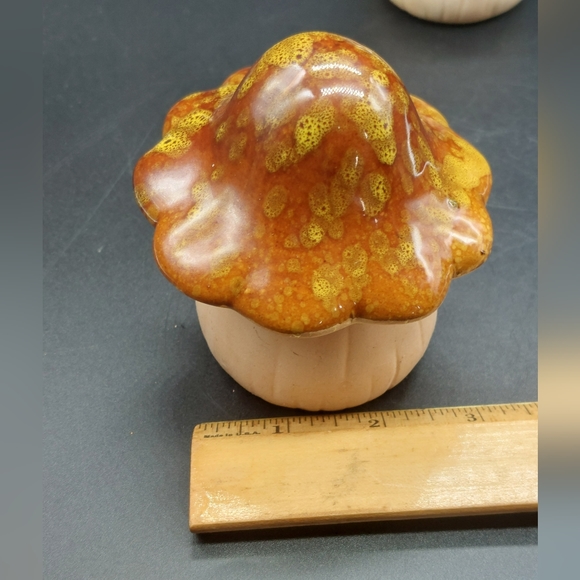 Ceramic Mushroom Garden Statue, Green Toadstool, Mushroom Figurine, Fairy Garden - Picture 13 of 14